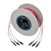 OM4-rated multimode fiber optic fan-out cable has 3 female MTP/MPO connectors on each end.