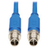 M12 X-Code Cat6 1G UTP CMR-LP Ethernet Cable (M/M), IP68, PoE, Blue, 1 m (3.3 ft.) NM12-601-01M-BL