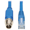 M12 X-Code Cat6 1G UTP CMR-LP Ethernet Cable (M12 M/RJ45 M), IP68, PoE, Blue, 3 m (9.8 ft.) NM12-602-03M-BL