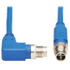 M12 X-Code Cat6 1G UTP CMR-LP Ethernet Cable (Right-Angle M/M), IP68, PoE, Blue, 3 m (9.8 ft.) NM12-603-03M-BL