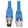 M12 X-Code Cat6a 10G F/UTP CMR-LP Shielded Ethernet Cable (M12 M/RJ45 M), IP68, PoE, Blue, 1 m (3.3 ft.) NM12-6A2-01M-BL