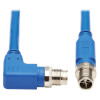 M12 X-Code Cat6a 10G F/UTP CMR-LP Shielded Ethernet Cable (Right-Angle M/M), IP68, PoE, Blue, 10 m (32.8 ft.) NM12-6A3-10M-BL