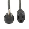 Power Extension Cord, Right-Angle NEMA 5-15P to NEMA 5-15R - 13A, 120V, 16 AWG, 1 ft. (0.31 m), Black P024-001-13A15D