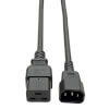 Power Cord, C19 to C14 - Heavy-Duty, 15A, 250V, 14 AWG, 4 ft. (1.22 m), Black P047-004