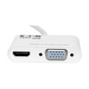 Separate female HDMI and VGA HD15 ports support video resolutions up to 1920 x 1200 (VGA) and 3840 x 2160 (HDMI).