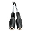 Two 3.5 mm 3-position female connectors split audio into separate speaker and microphone jacks.