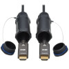 High-Speed Armored HDMI Fiber Active Optical Cable (AOC) with Hooded Connectors - 4K @ 60 Hz, HDR, IP68, M/M, Black, 50 m P568FA-50M-W