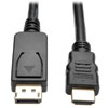 Requiring no separate adapter, the P582-003-V2 connects a DisplayPort v1.2 computer to an HDMI port on a monitor, projector or television.