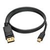 Black 3 ft. cable connects a computer's Mini DisplayPort or Thunderbolt port to the DisplayPort on a monitor, television or projector.