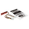 A 4-pin Molex power cable and owner's manual are included.