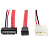 Splits a slimline SATA connector into a standard SATA data cable and a power connector for older SATA devices using a separate power input.