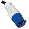 IEC 309 60A Blue plug with 6 ft. cord connects to compatible AC power source.