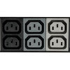 45 total 208V outlets (36 C13 pictured, 9 C19) arranged in three breakered single phase output load banks provide AC power distribution.