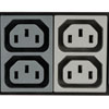 45 total 208V outlets (36 C13 pictured, 6 C19, 3 L6-30R) arranged in three breakered single phase output load banks.
