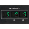 Set of 3 built-in current meters report load current in amps for all 3 output phases to help balance load levels and prevent overloads.