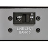 Set of 3 circuit breakers, one per outlet bank, protect against short-circuits and overload conditions