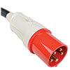 A 1.8 m (6 ft.) cord with IEC 309 60A Red 415V plug connects the PDU to a compatible AC power source, generator or protected UPS.