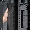 Mounts vertically in 0U of space in EIA-standard 19 in. racks using the included toolless buttons or rack-mounting brackets.