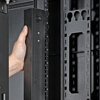 Button-mounts enable quick toolless installation of vertical PDUs using keyhole mounting slots 