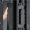 Mounts vertically in 0U of space in 19 in. racks using included toolless mounting buttons or rack-mounting brackets.<br>