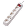 5-Outlet Power Strip - German Type F Schuko Outlets, 220-250V, 16A, 1.5 m Cord, Schuko Plug, White PS5G15
