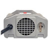 The unit includes a ventilation fan to prevent overheating and a user-replaceable 20A fuse.