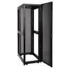 Rack features removable side panels, open bottom for cable access and locking, reversible, removable front door.