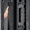 Toolless accessory mounting rails include slots for quick installation of compatible PDUs and vertical cable managers. Note: the rails will have 10-32 mounting holes.