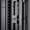 Toolless vertical mounting rails can accommodate two vertical PDUs or cable managers side by side, for a total of four per enclosure. Note: the rails will have 10-32 mounting holes.