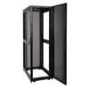 Rack features removable side panels, open bottom for cable access and locking, reversible, removable front door.