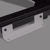 Front stabilizing brackets used for shipment can be reattached at the bottom of the enclosure frame on the inside or outside of the rack.
