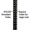 Square and threaded mounting holes and numbered rack spaces make equipment installation easy. 