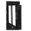 Front vertical mounting rails adjust in 0.25-inch increments to accommodate various equipment sizes from 3 to 16.5 inches deep.