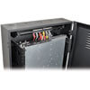 Equipment mounts vertically, allowing easy cable connection access at the top of the rack. 