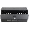 Low-profile unit features ports with removable covers for cable routing at top and bottom. 