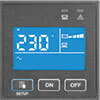 Interactive LCD screen reports detailed status info, including load, voltage and battery levels.
