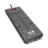 Protect It! 12-Outlet Surge Protector, 8 ft. (2.43 m) Cord, 4320 Joules, Tel/Modem/Coax Protection, 2 USB Ports, Black TLP128TTUSBB