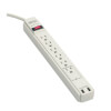 Protect It! 6-Outlet Surge Protector, 6 ft. (1.83 m) Cord, 990 Joules, 2 x USB Charging ports (2.1A), Gray Housing TLP606USB