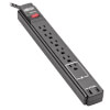 Safe-IT 6-Outlet Surge Protector, 2 USB Charging Ports, 10 ft. Cord, 5-15P Plug, 990 Joules, Antimicrobial Protection, Black TLP610BUAM
