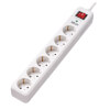6-Outlet Surge Protector - German Type F Schuko Outlets, 220-250V AC, 16A, 1.8 m Cord, Schuko Plug, White TLP6G18