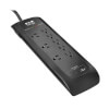 Protect It! 8-Outlet Surge Protector - 5-15R Outlets, 2400 Joules, 2 USB Charging Ports, 8 ft. (2.4 m) Braided Cord, Black TLP88DBUC