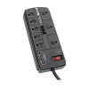 8-Outlet Surge Protector with 2 USB Ports (2.1A Shared) - 8 ft. (2.43 m) Cord, 1200 Joules, Tel/Modem, Black TLP88TUSBB