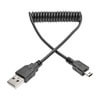 USB 2.0 A to Mini-B Coiled Cable (M/M), 6 ft. (1.83 m) U030-006-COIL