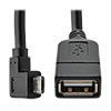 Micro USB to USB OTG Host Adapter Cable, Right-Angle 5-Pin USB Micro-B to USB-A (M/F), 6-in. (15.24 cm) U052-06N-RA