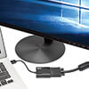 Adapter connects a VGA monitor to a computer or laptop’s USB 2.0 port to extend or duplicate the display.