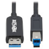 USB 3.2 Gen 1 Plenum-Rated Fiber Active Optical Cable (AOC) - 5 Gbps, (A to B M/M), Black, 15 m U328F-15M