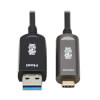 USB-A to USB-C AOC Cable (M/M) - USB 3.2 Gen 2 (10Gbps) Plenum-Rated Fiber Active Optical - Data Only, Black, 20 m (66 ft.) U428F-20M-D3