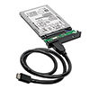 Accepts 2.5 in. SATA III, II and I SSDs and HDDs up to 2 TB.