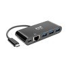 3-Port USB-C Hub with LAN Port and Power Delivery, USB-C to 3x USB-A, Gbe, 60W PD Charging, USB 3.0, Black U460-003-3AGB-C