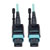 MTP/MPO Patch Cable with Push/Pull Tabs, 12 Fiber, 40GbE, 40GBASE-SR4, OM3 Plenum-Rated - Aqua, 2M (6 ft.) N844-02M-12-P